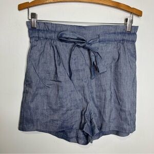 Express high rise shortie paperbag shorts tie blue women’s‎ size small casual